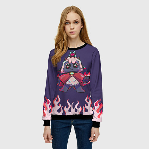 Женский свитшот Позитивная овечка - Cult of the lamb / 3D-Черный – фото 3