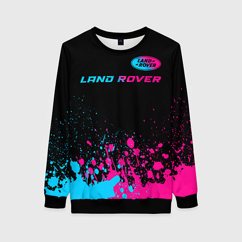 Женский свитшот Land Rover - neon gradient: символ сверху / 3D-Черный – фото 1