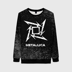 Женский свитшот Metallica с потертостями на темном фоне