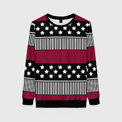 Свитшот женский Burgundy black striped pattern, цвет: 3D-черный