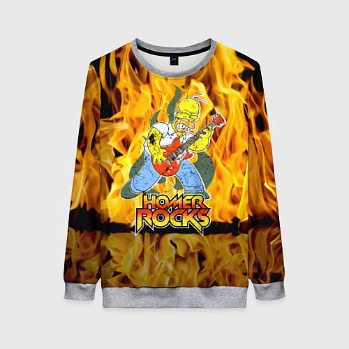 Женский свитшот Гомер Симпсон - соло на гитаре! / 3D-Меланж – фото 1