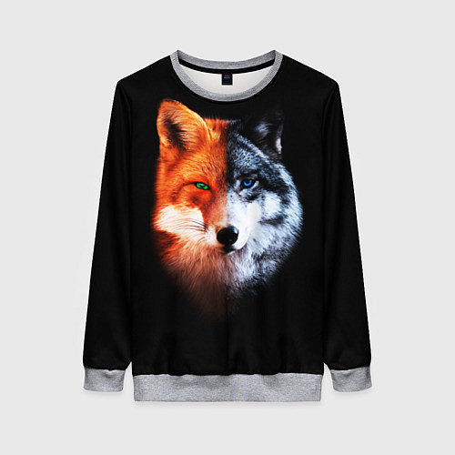 Женский свитшот Волк и Лисица / 3D-Меланж – фото 1