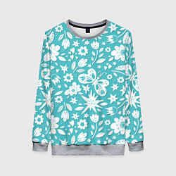 Свитшот женский Нежный цветочный паттерн, цвет: 3D-меланж