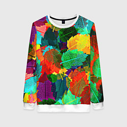 Свитшот женский Colored leaves, цвет: 3D-белый