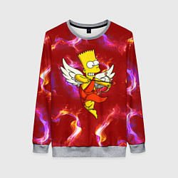 Свитшот женский Барт Симпсон стреляет из лука в сердце, цвет: 3D-меланж