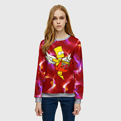 Свитшот женский Барт Симпсон стреляет из лука в сердце, цвет: 3D-меланж — фото 2