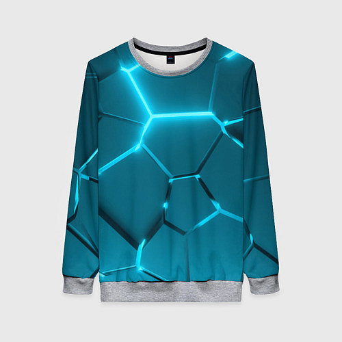 Женский свитшот Ледяные неоновые геометрические плиты / 3D-Меланж – фото 1