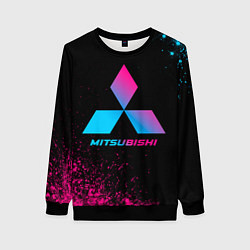 Свитшот женский Mitsubishi - neon gradient, цвет: 3D-черный