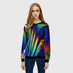 Свитшот женский Волнообразные абстрактные линии, цвет: 3D-черный — фото 2