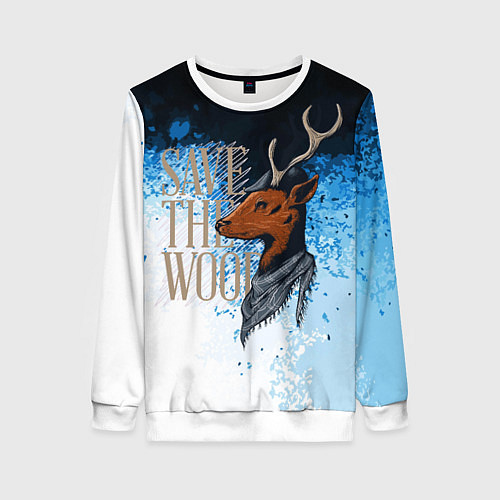 Женский свитшот Олень в шляпе / 3D-Белый – фото 1