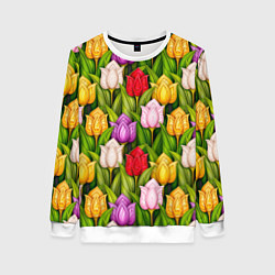 Женский свитшот Объемные разноцветные тюльпаны