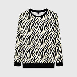 Свитшот женский Тигровый полосатый узор-черные, бежевые полосы на, цвет: 3D-черный