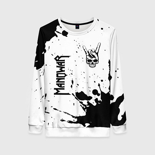Женский свитшот Manowar и рок символ на светлом фоне / 3D-Белый – фото 1