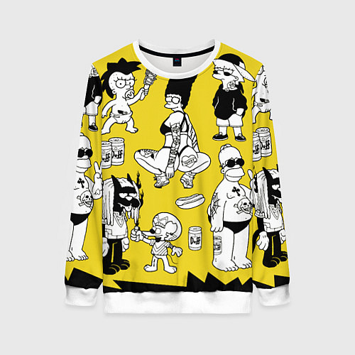 Женский свитшот Весёлая компашка мультфильма Симпсоны - полный рас / 3D-Белый – фото 1
