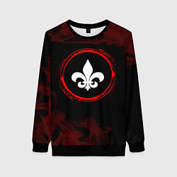 Женский свитшот Символ Saints Row и краска вокруг на темном фоне