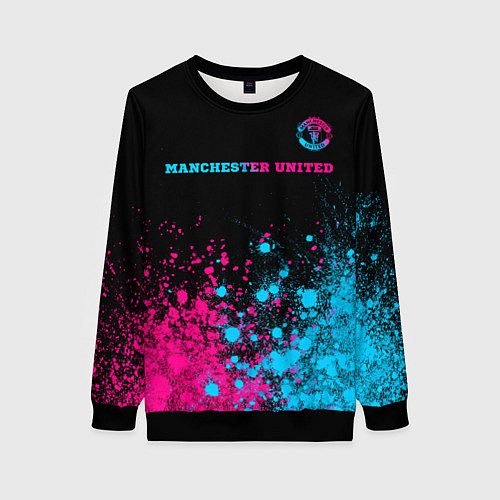 Женский свитшот Manchester United - neon gradient: символ сверху / 3D-Черный – фото 1