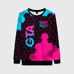Женский свитшот GTA - neon gradient: надпись, символ