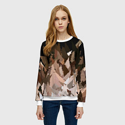 Свитшот женский Abstract mosaic pattern brown and black, цвет: 3D-белый — фото 2