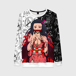 Свитшот женский Незуко - Клинок рассекающий демонов, цвет: 3D-белый