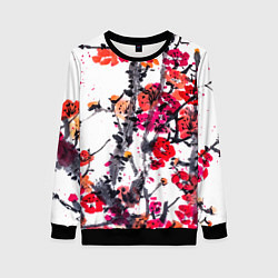 Свитшот женский Живописная ветка сакуры, цвет: 3D-черный