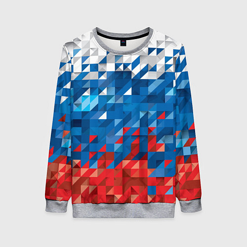 Женский свитшот Полигональный флаг России! / 3D-Меланж – фото 1