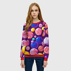 Свитшот женский Сладости для радости, цвет: 3D-красный — фото 2