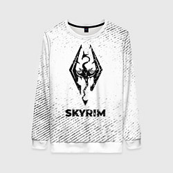 Женский свитшот Skyrim с потертостями на светлом фоне