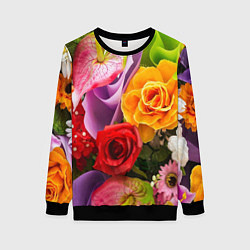 Свитшот женский Прекрасный цветочный букет, цвет: 3D-черный