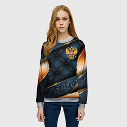 Свитшот женский Золотой герб России на объемном фоне, цвет: 3D-меланж — фото 2