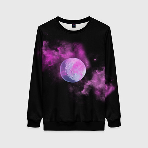 Женский свитшот Космическая Луна в дыму / 3D-Черный – фото 1