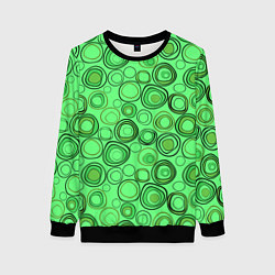 Свитшот женский Ярко-зеленый неоновый абстрактный узор, цвет: 3D-черный