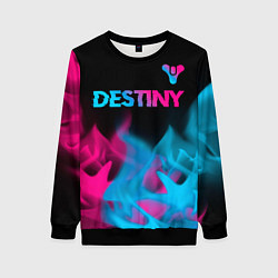 Свитшот женский Destiny - neon gradient: символ сверху, цвет: 3D-черный