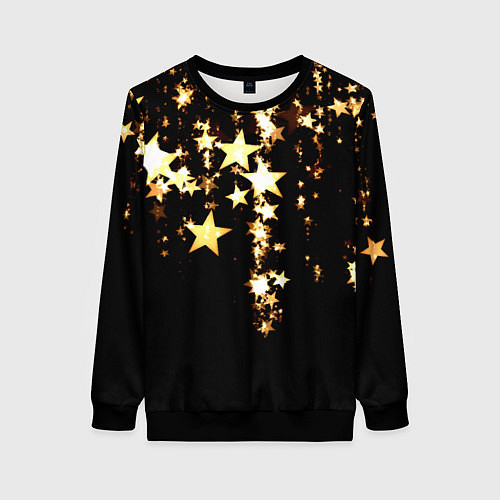 Женский свитшот Золотые праздничные звезды / 3D-Черный – фото 1