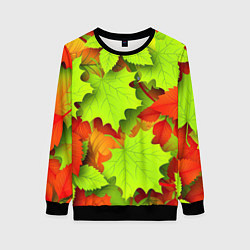 Свитшот женский Зелёные осенние листья, цвет: 3D-черный
