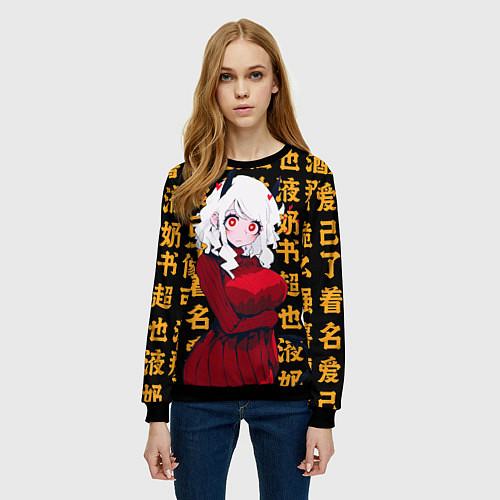 Женский свитшот Helltaker girl / 3D-Черный – фото 3
