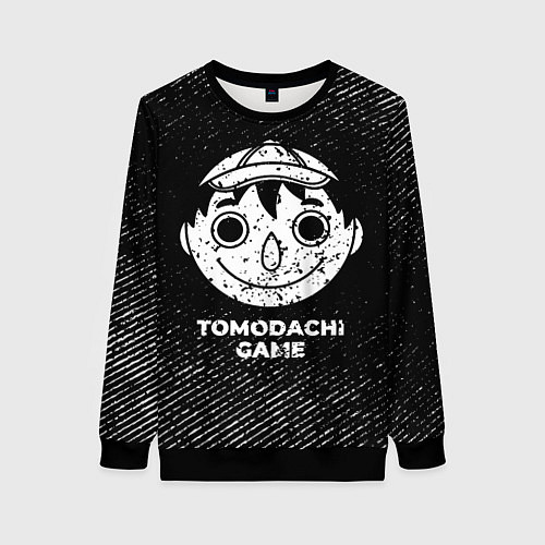 Женский свитшот Tomodachi Game с потертостями на темном фоне / 3D-Черный – фото 1