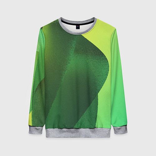 Женский свитшот Зелёные абстрактные волны / 3D-Меланж – фото 1