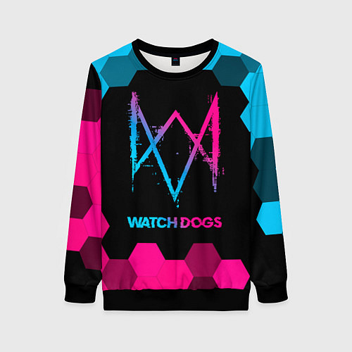 Женский свитшот Watch Dogs - neon gradient / 3D-Черный – фото 1