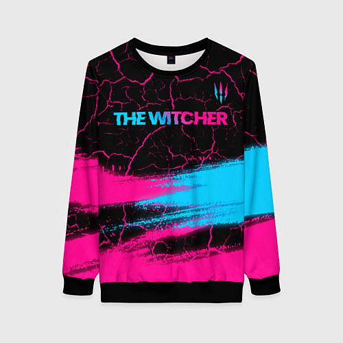 Женский свитшот The Witcher - neon gradient: символ сверху / 3D-Черный – фото 1