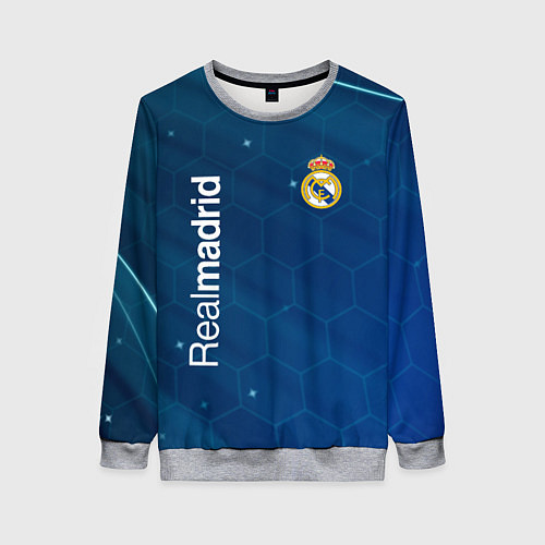 Женский свитшот Real madrid голубая абстракция / 3D-Меланж – фото 1