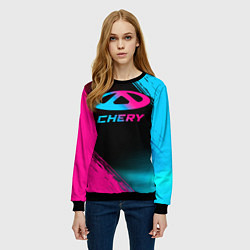 Свитшот женский Chery - neon gradient, цвет: 3D-черный — фото 2