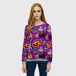 Свитшот женский Happy Halloween - holiday pattern, цвет: 3D-меланж — фото 2