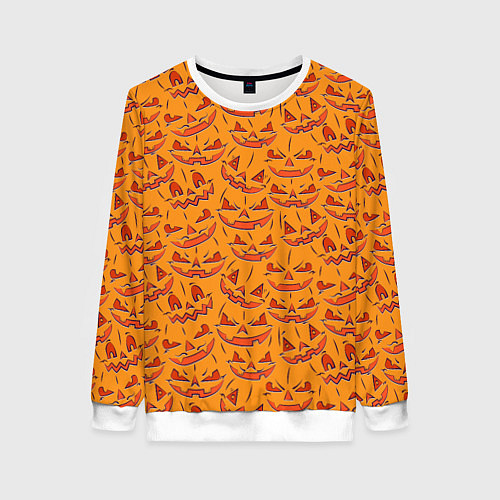 Женский свитшот Halloween Pumpkin Pattern / 3D-Белый – фото 1