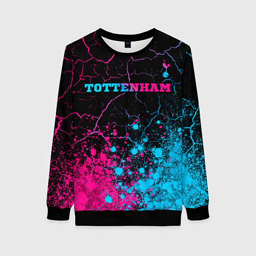 Женский свитшот Tottenham - neon gradient: символ сверху / 3D-Черный – фото 1