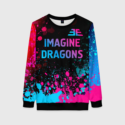 Женский свитшот Imagine Dragons - neon gradient: символ сверху / 3D-Черный – фото 1