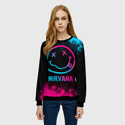 Свитшот женский Nirvana - neon gradient, цвет: 3D-черный — фото 2