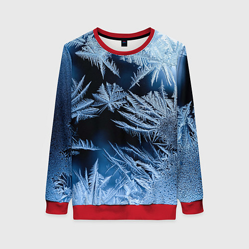 Женский свитшот Морозный узор на стекле / 3D-Красный – фото 1