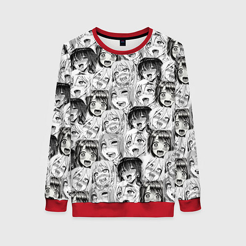 Женский свитшот Разные девушки Ахегао / 3D-Красный – фото 1