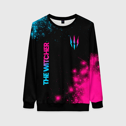 Женский свитшот The Witcher - neon gradient: надпись, символ / 3D-Черный – фото 1