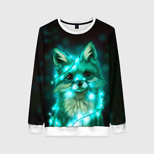 Женский свитшот Неоновый лис / 3D-Белый – фото 1